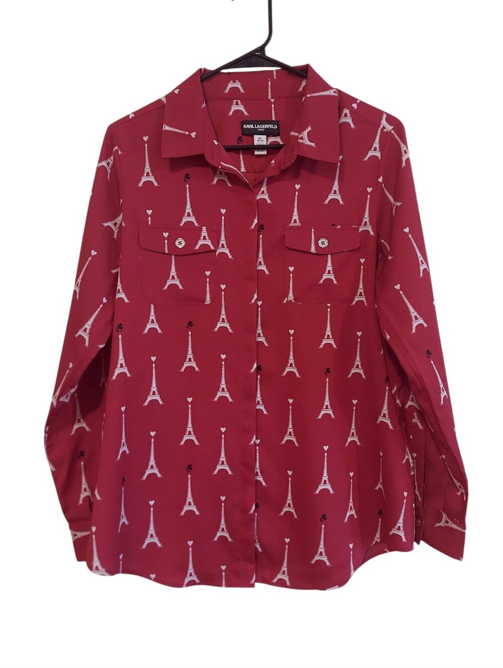 Karl Lagerfeld Eiffel Tower Print Button-Up Shirt